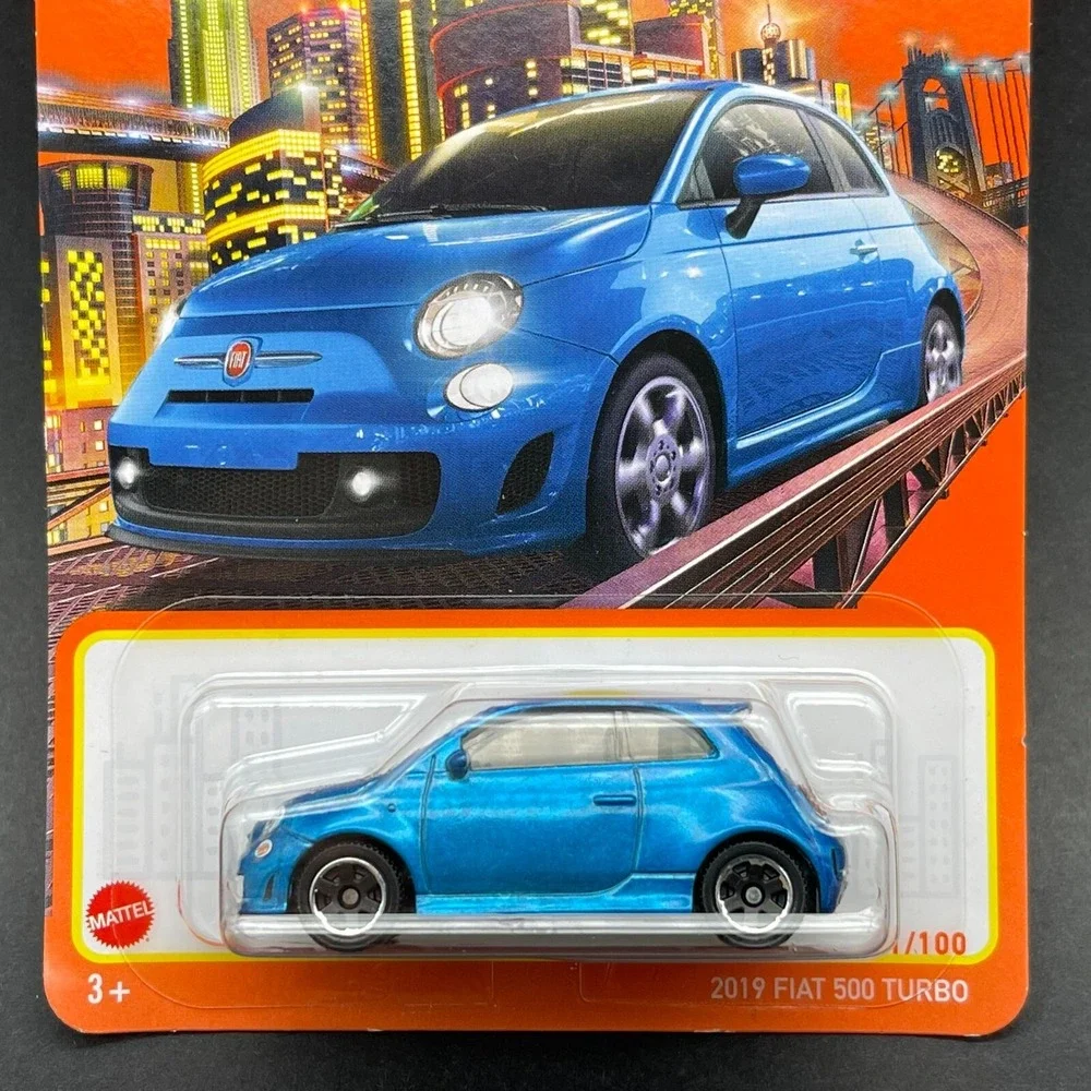 Matchbox 2019 Fiat 500 Turbo Sports Compact Hatchback Blue Car Diecast 11/100